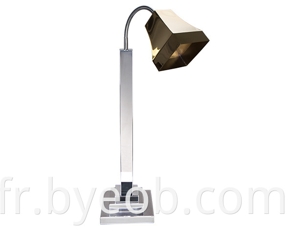 Lampe chauffante avec abat-jour carré doré flexible et base carrée